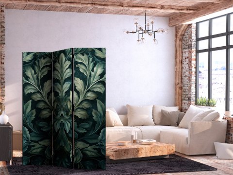 Parawan - Ciemnozielone wiktoriańskie liście - botaniczna rzeźbiona kompozycja 135x172 Jednostronny