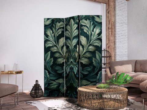 Parawan - Ciemnozielone wiktoriańskie liście - botaniczna rzeźbiona kompozycja 135x172 Jednostronny