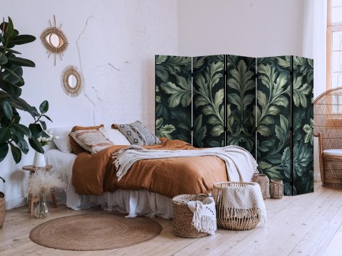 Parawan - Ciemnozielone wiktoriańskie liście - botaniczna rzeźbiona kompozycja 225x172 Jednostronny