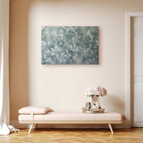Obraz - Ornamenty w przetartych zgaszonych turkusach: delikatny wzór roślinny 60x40 Standard