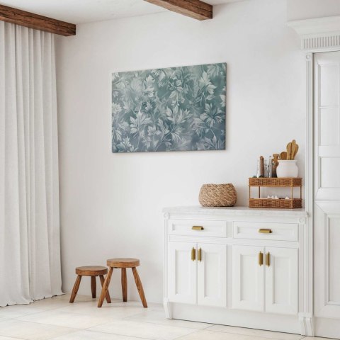 Obraz - Ornamenty w przetartych zgaszonych turkusach: delikatny wzór roślinny 60x40 Standard