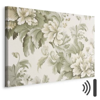 Obraz - Retro vintage kwiaty w delikatnych kolorach kremowych i zielonych 120x80 Akustyczny