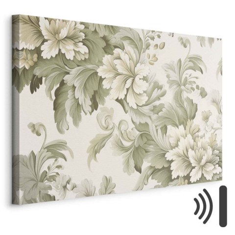 Obraz - Retro vintage kwiaty w delikatnych kolorach kremowych i zielonych 120x80 Akustyczny