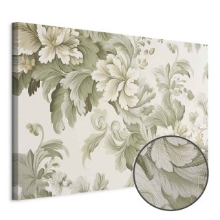 Obraz - Retro vintage kwiaty w delikatnych kolorach kremowych i zielonych 120x80 Premium Print