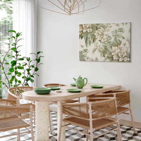 Obraz - Retro vintage kwiaty w delikatnych kolorach kremowych i zielonych 60x40 Akustyczny