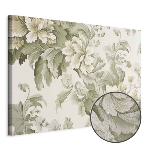 Obraz - Retro vintage kwiaty w delikatnych kolorach kremowych i zielonych 90x60 Premium Print