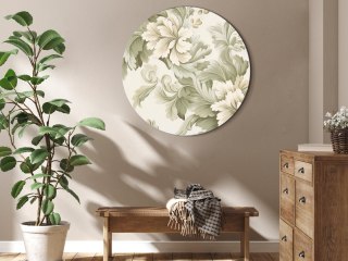 Obraz okrągły - Retro vintage kwiaty w delikatnych kolorach kremowych i zielonych 80x80