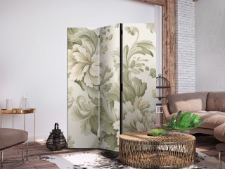 Parawan - Retro vintage kwiaty w delikatnych kolorach kremowych i zielonych 135x172 Jednostronny
