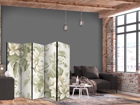 Parawan - Retro vintage kwiaty w delikatnych kolorach kremowych i zielonych 225x172 Akustyczny