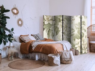 Parawan - Retro vintage kwiaty w delikatnych kolorach kremowych i zielonych 225x172 Akustyczny
