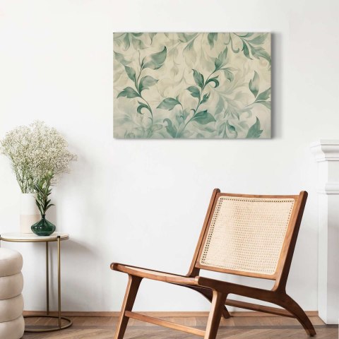 Obraz - Akwarelowy motyw botaniczny delikatne zielono-beżowe listki 120x80 Standard