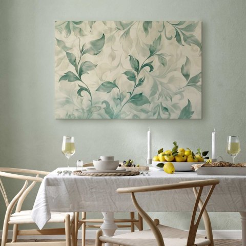 Obraz - Akwarelowy motyw botaniczny delikatne zielono-beżowe listki 120x80 Standard