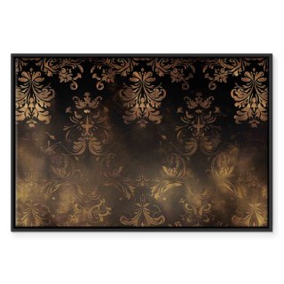 Obraz - Ornamenty barokowe w spatynowanym złocie i w brązach: retro motyw 120x80 W ramie drewnianej czarnej