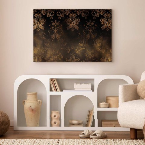 Obraz - Ornamenty barokowe w spatynowanym złocie i w brązach: retro motyw 60x40 Na płótnie włoskim