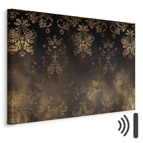 Obraz - Ornamenty barokowe w spatynowanym złocie i w brązach: retro motyw 90x60 Akustyczny