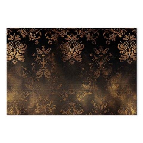 Obraz - Ornamenty barokowe w spatynowanym złocie i w brązach: retro motyw 90x60 Na płótnie włoskim