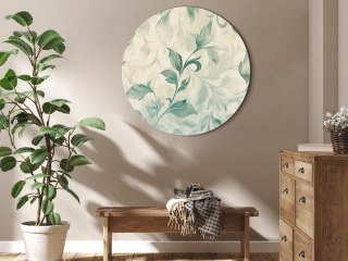 Obraz okrągły - Akwarelowy motyw botaniczny: delikatne zielono-beżowe listki 40x40