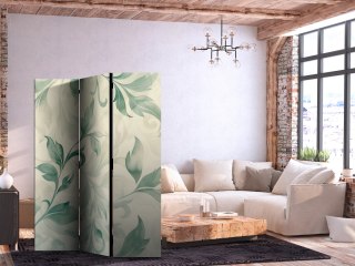Parawan - Akwarelowy motyw botaniczny - delikatne zielono-beżowe listki 135x172 Dwustronny