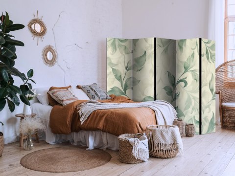 Parawan - Akwarelowy motyw botaniczny - delikatne zielono-beżowe listki 225x172 Akustyczny