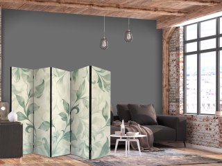 Parawan - Akwarelowy motyw botaniczny - delikatne zielono-beżowe listki 225x172 Dwustronny