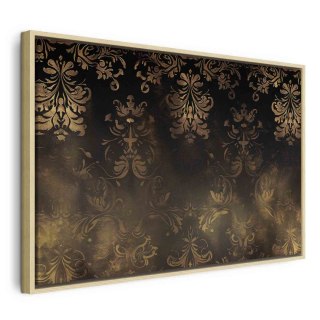 Obraz - Ornamenty barokowe w spatynowanym złocie i w brązach: retro motyw 60x40 W ramie drewnianej naturalnej