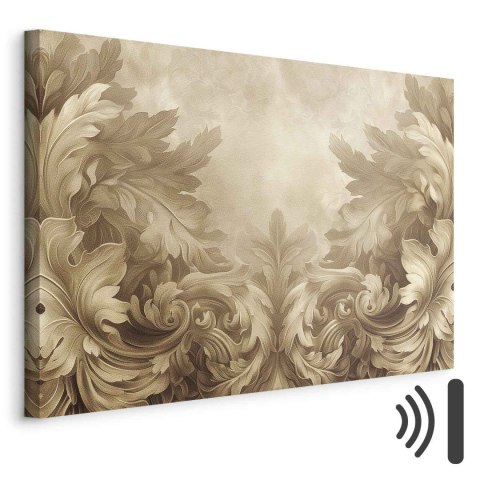 Obraz - Rzeźbione ornamenty barokowe bogata kompozycja w kolorach sepii 120x80 Akustyczny
