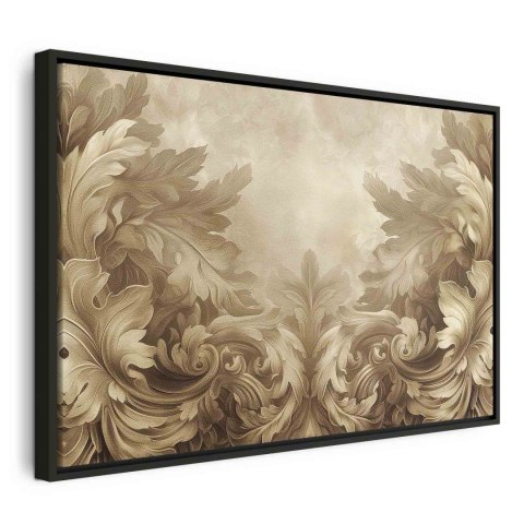 Obraz - Rzeźbione ornamenty barokowe bogata kompozycja w kolorach sepii 60x40 W ramie drewnianej czarnej