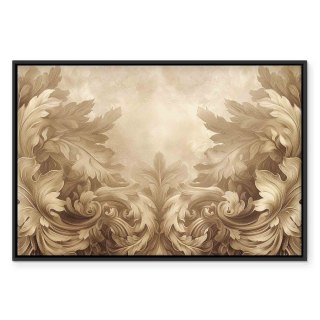 Obraz - Rzeźbione ornamenty barokowe bogata kompozycja w kolorach sepii 60x40 W ramie drewnianej czarnej