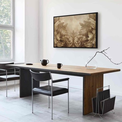 Obraz - Rzeźbione ornamenty barokowe bogata kompozycja w kolorach sepii 60x40 W ramie drewnianej czarnej