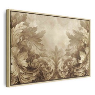 Obraz - Rzeźbione ornamenty barokowe bogata kompozycja w kolorach sepii 60x40 W ramie drewnianej naturalnej