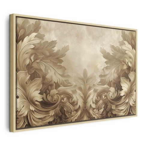 Obraz - Rzeźbione ornamenty barokowe bogata kompozycja w kolorach sepii 60x40 W ramie drewnianej naturalnej
