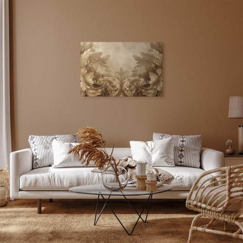 Obraz - Rzeźbione ornamenty barokowe bogata kompozycja w kolorach sepii 90x60 Akustyczny