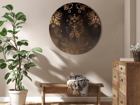 Obraz okrągły - Ornamenty barokowe w spatynowanym złocie i w brązach: retro motyw 40x40