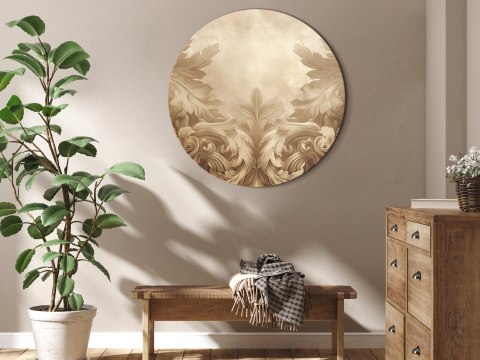 Obraz okrągły - Rzeźbione ornamenty barokowe bogata kompozycja w kolorach sepii 60x60