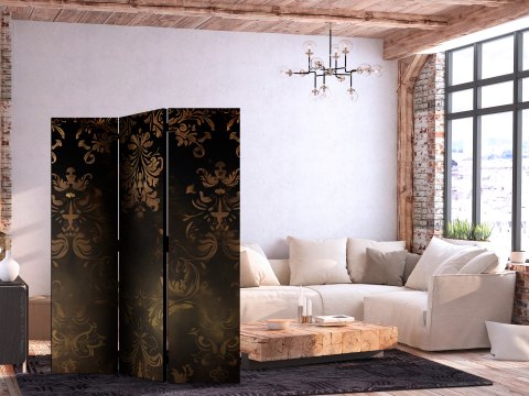 Parawan - Ornamenty barokowe w spatynowanym złocie i w brązach - retro motyw 135x172 Dwustronny