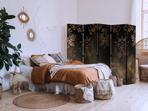 Parawan - Ornamenty barokowe w spatynowanym złocie i w brązach - retro motyw 225x172 Dwustronny