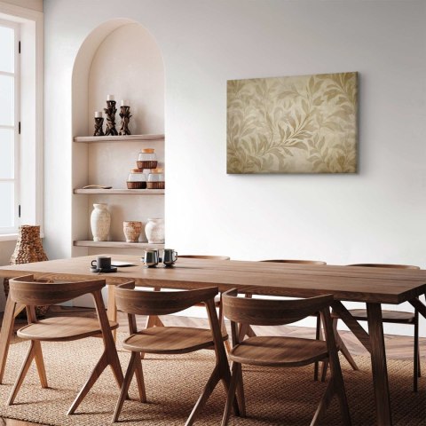 Obraz - Botaniczny motyw z listkami i pnączami w kolorach piaskowych 120x80 Premium Print