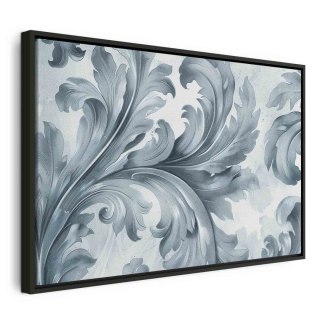 Obraz - Kamienne barokowe ornamenty w jasnych odcieniach szaro-niebieskich 60x40 W ramie drewnianej czarnej