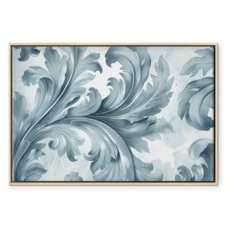 Obraz - Kamienne barokowe ornamenty w jasnych odcieniach szaro-niebieskich 60x40 W ramie drewnianej naturalnej