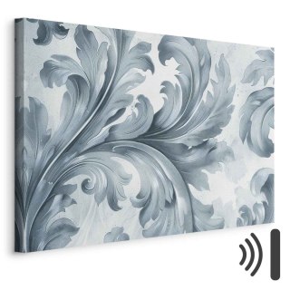 Obraz - Kamienne barokowe ornamenty w jasnych odcieniach szaro-niebieskich 90x60 Akustyczny