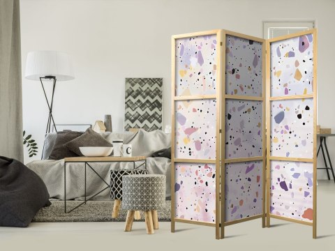 Parawan japoński - Lastriko w stylu confetti - fioletowo-różowy - kolorowy wzór 135x172