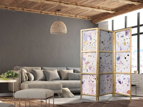 Parawan japoński - Lastriko w stylu confetti - fioletowo-różowy - kolorowy wzór 135x172
