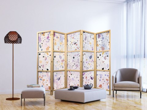 Parawan japoński - Lastriko w stylu confetti - fioletowo-różowy - kolorowy wzór 225x172
