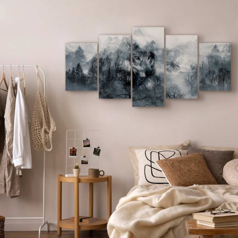 Obraz - Drapieżnik z gór (5-częściowy) szeroki 100x50 Premium Print