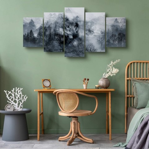 Obraz - Drapieżnik z gór (5-częściowy) szeroki 200x100 Premium Print