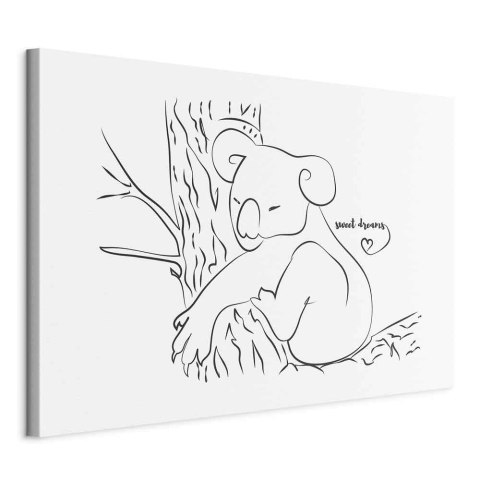 Obraz - Cichy urok natury (1-częściowy) - śpiący koala w czarno-białym tle 30x20 Standard