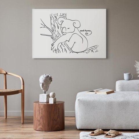 Obraz - Cichy urok natury (1-częściowy) - śpiący koala w czarno-białym tle 30x20 Standard