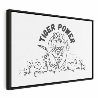 Obraz - Tiger power (1-częściowy) szeroki 60x40 W ramie drewnianej czarnej