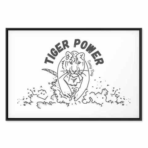 Obraz - Tiger power (1-częściowy) szeroki 60x40 W ramie drewnianej czarnej