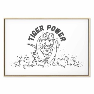 Obraz - Tiger power (1-częściowy) szeroki 60x40 W ramie drewnianej naturalnej